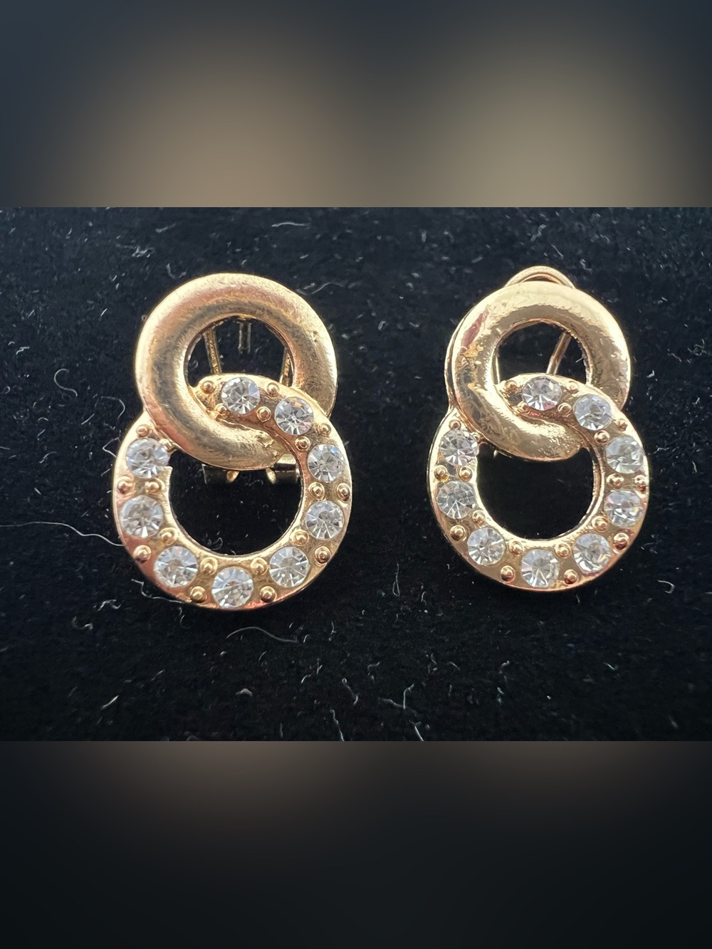 Brand New-Gold Tone and Rhinestone Earrings